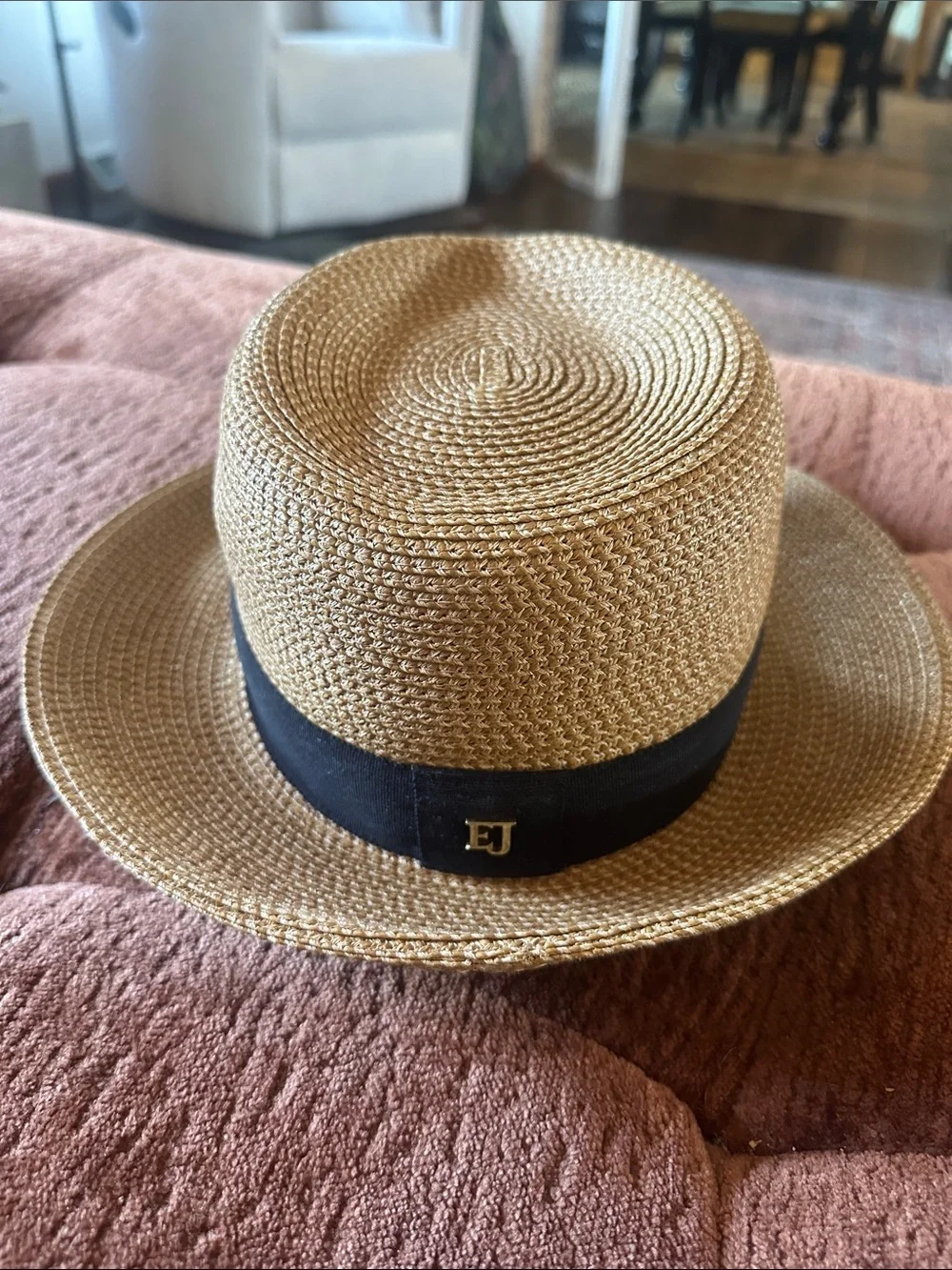 Eric Javets New York Straw Fedora Hat with Black Band - Natural